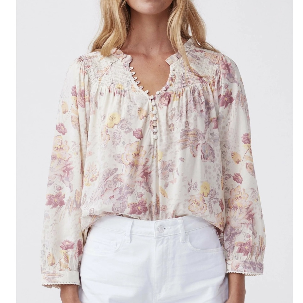 New With Tags: PAIGE JEANS Jaylee Floral White Multi Top in Size M